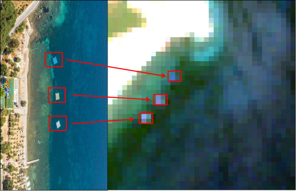 Floating plastic identified from Sentinel-2 image